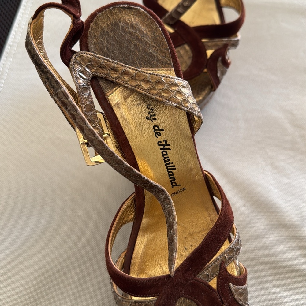Terry de Havilland brown and gold wedges size 36 - Picture 8 of 13